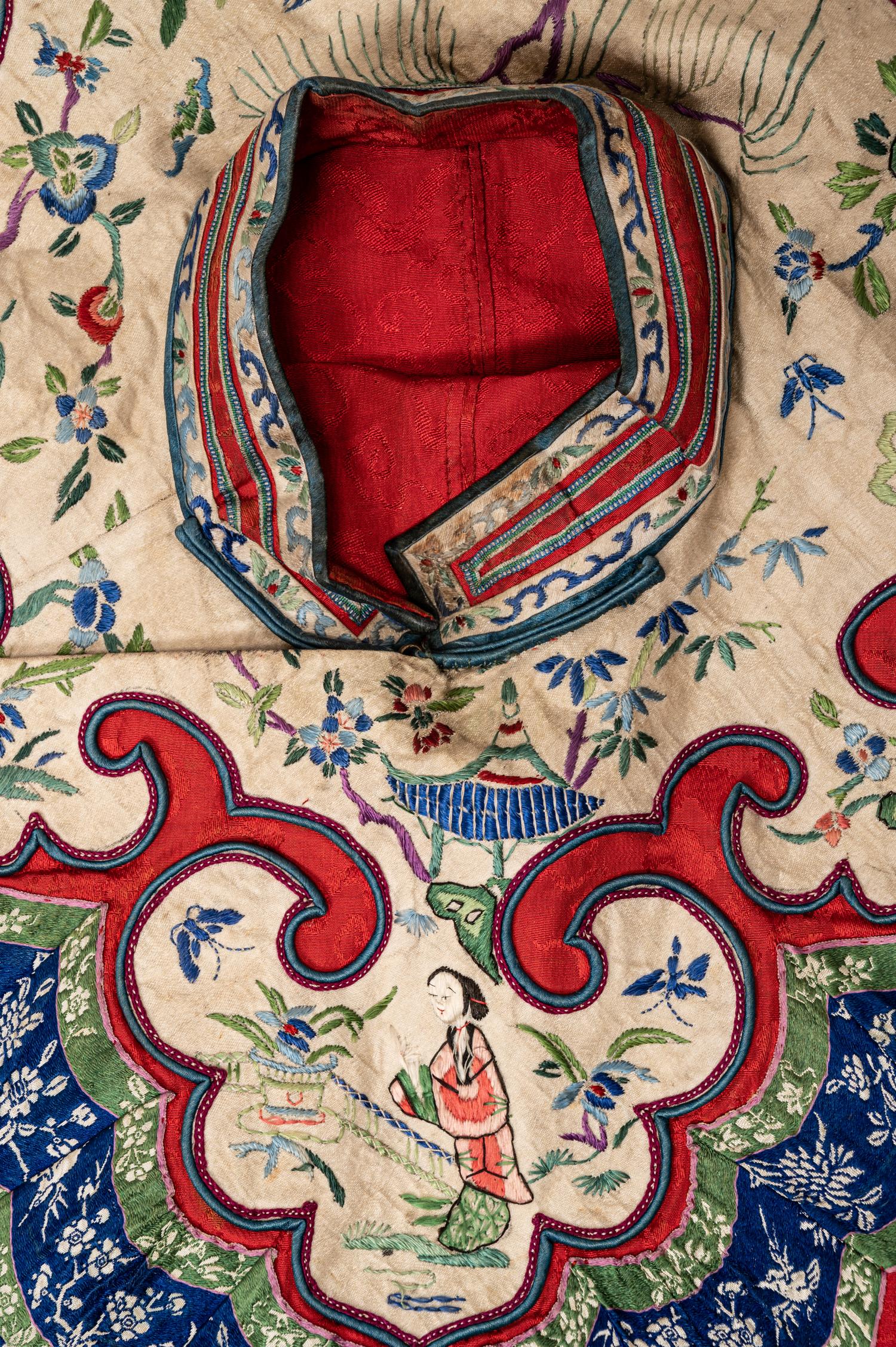 A Red Ground Embroidered Silk Lady's Jacket and Pants