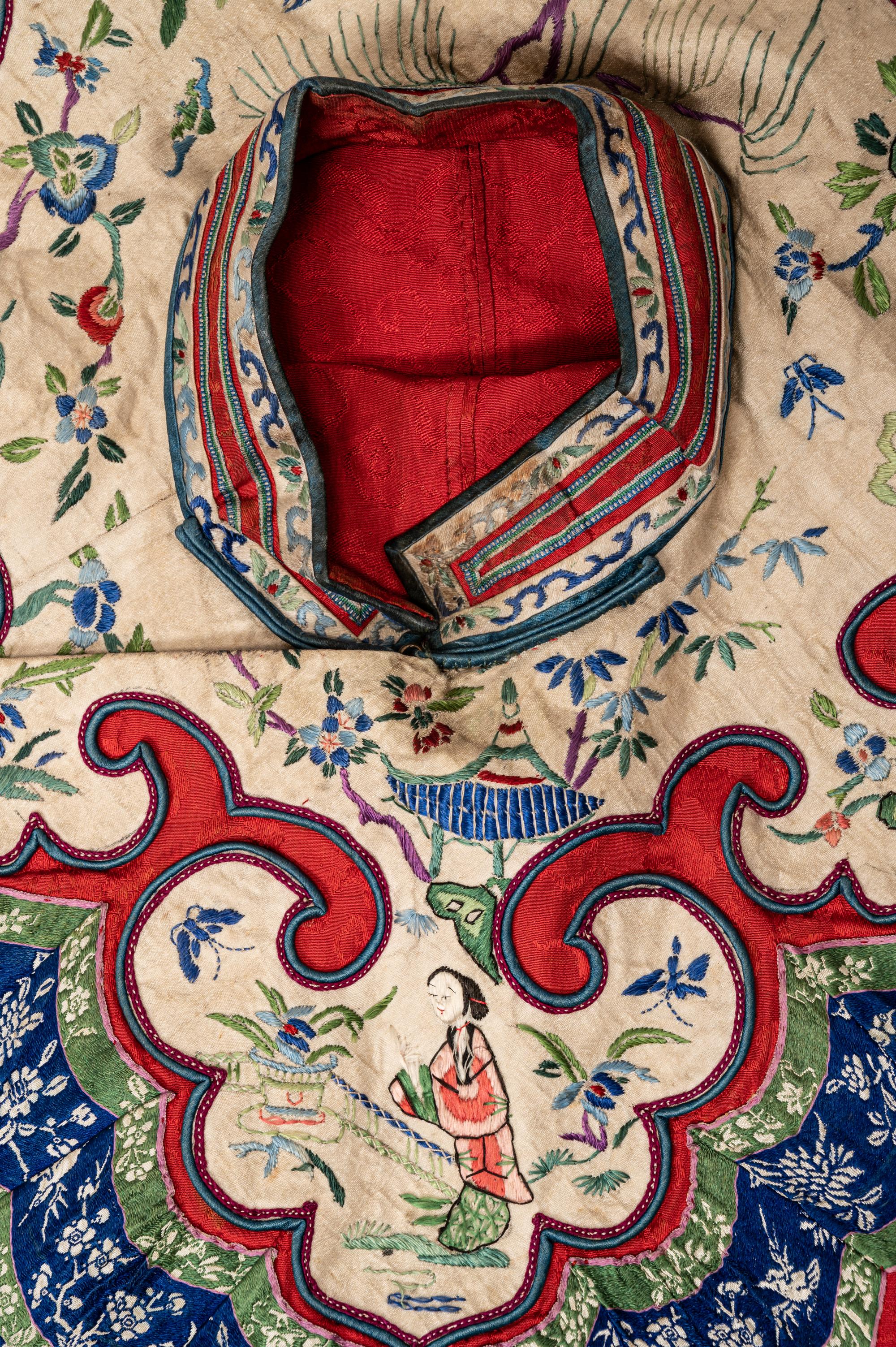 A Red Ground Embroidered Silk Lady's Jacket and Pants