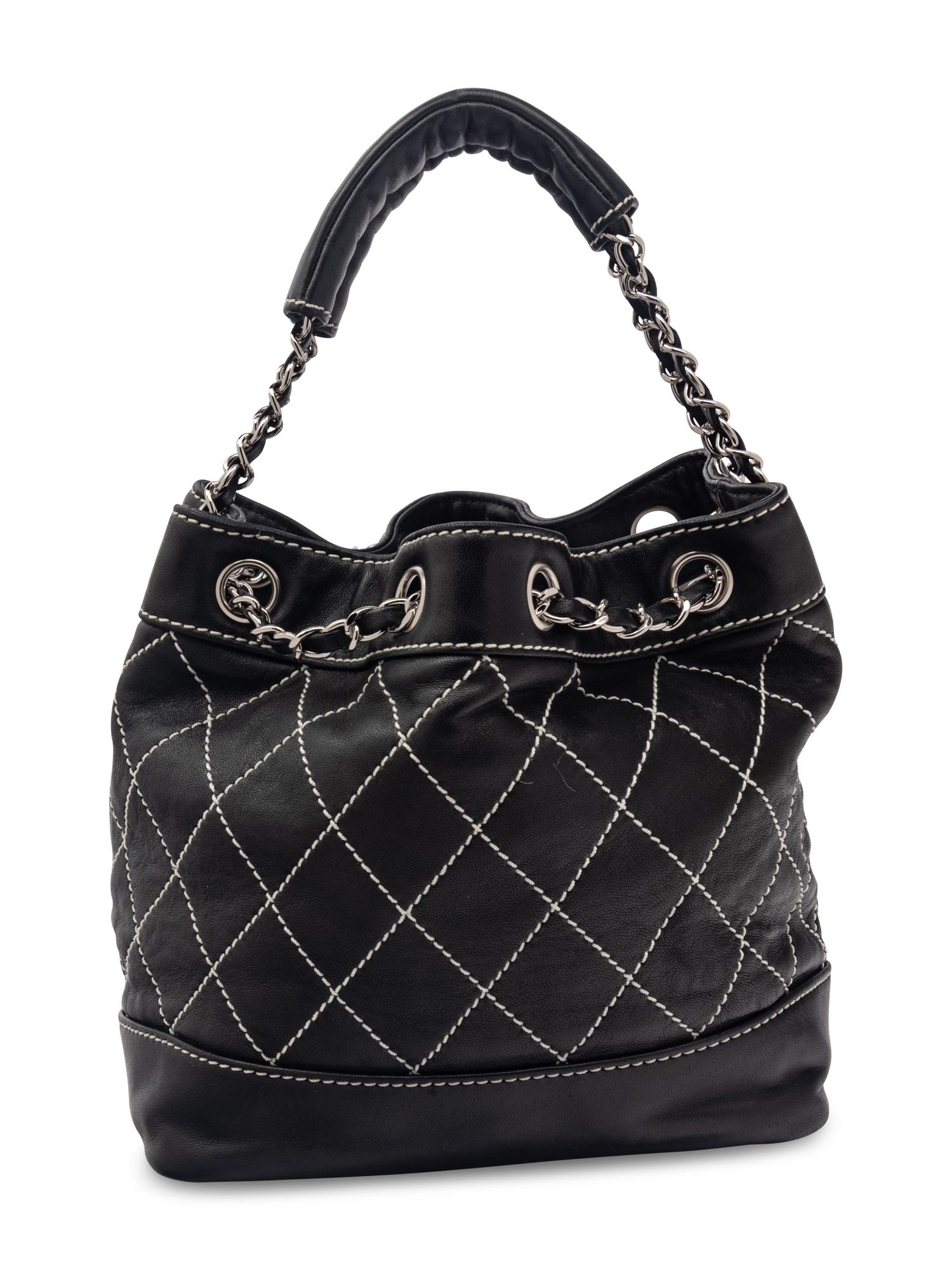 Chanel Surpique Leather Bucket Bag