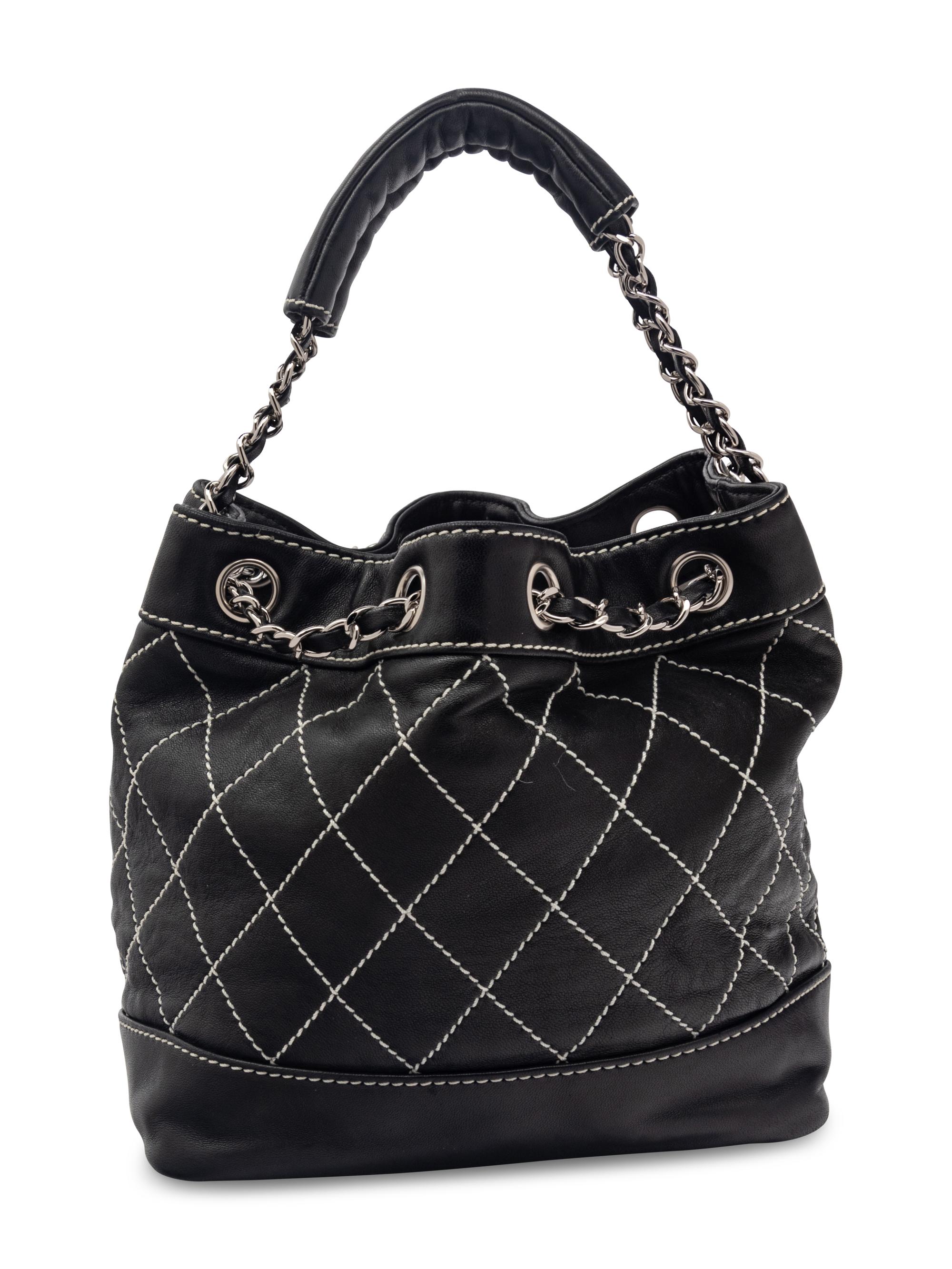 Chanel Surpique Leather Bucket Bag