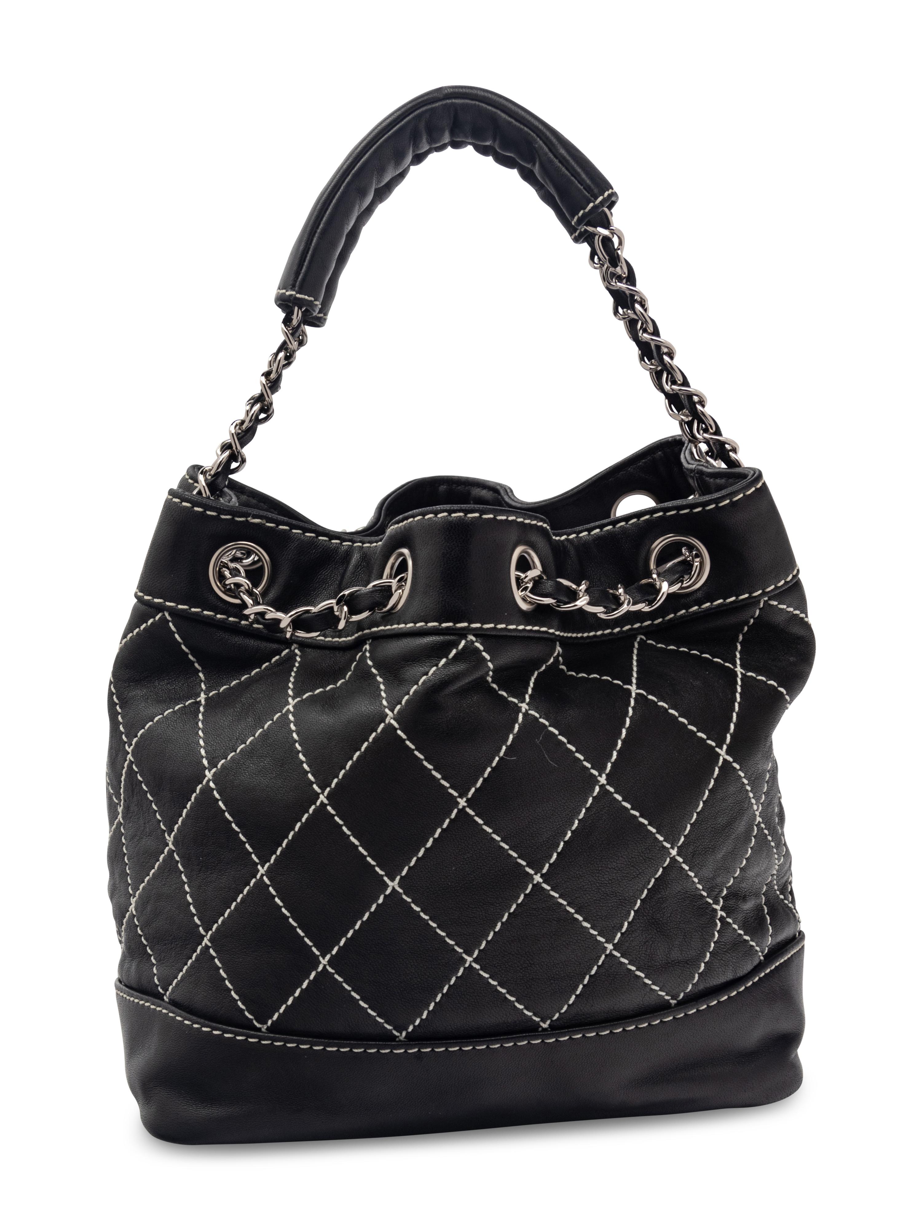 Chanel Surpique Leather Bucket Bag