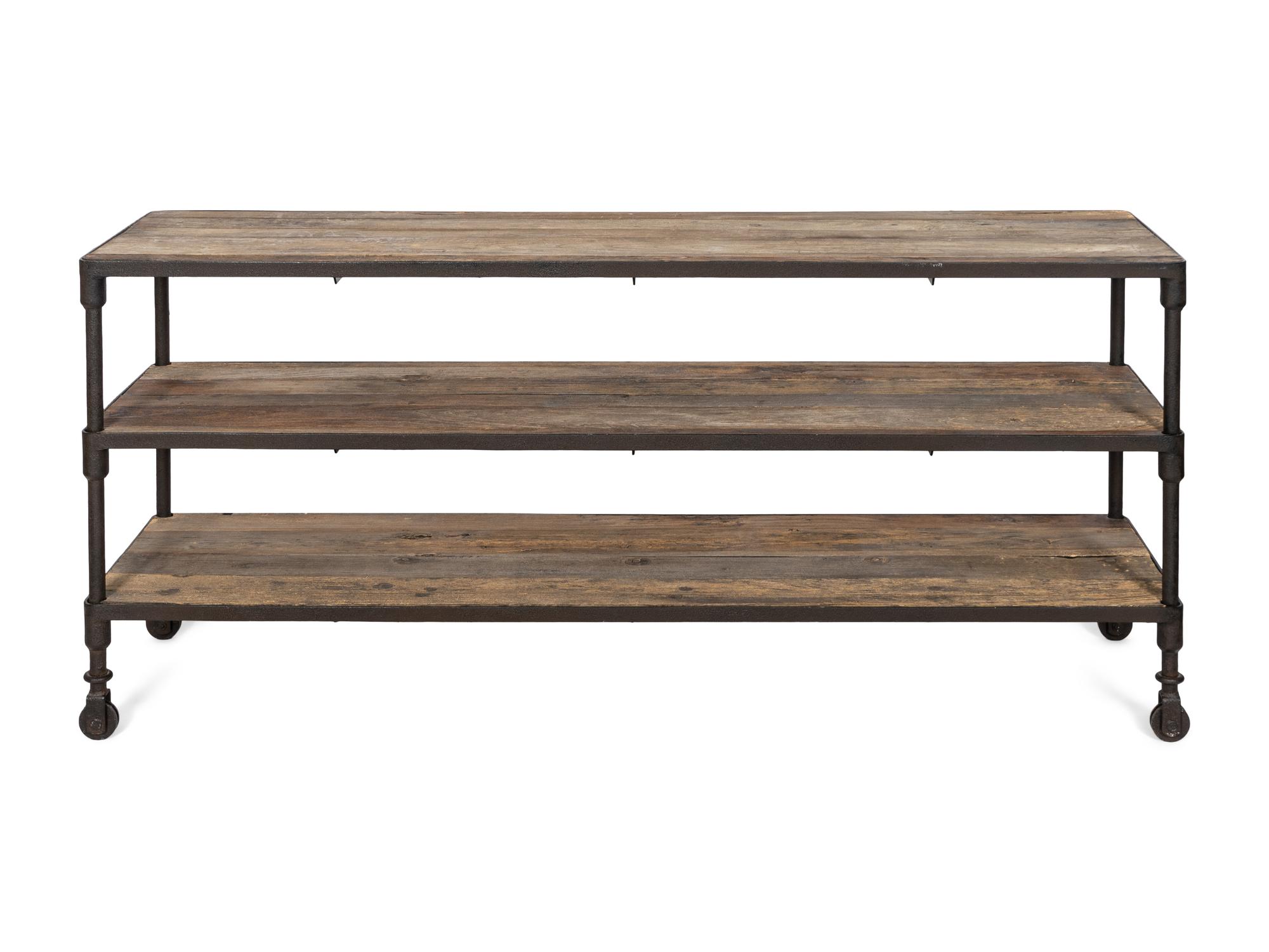 A Contemporary Iron and Pine Console Table