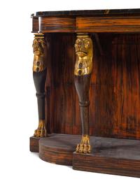 A Regency Style Grain-Painted and Parcel Gilt Faux Marble-Top Console Table