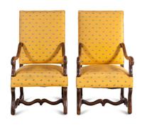 A Pair of Louis XIV Walnut Armchairs