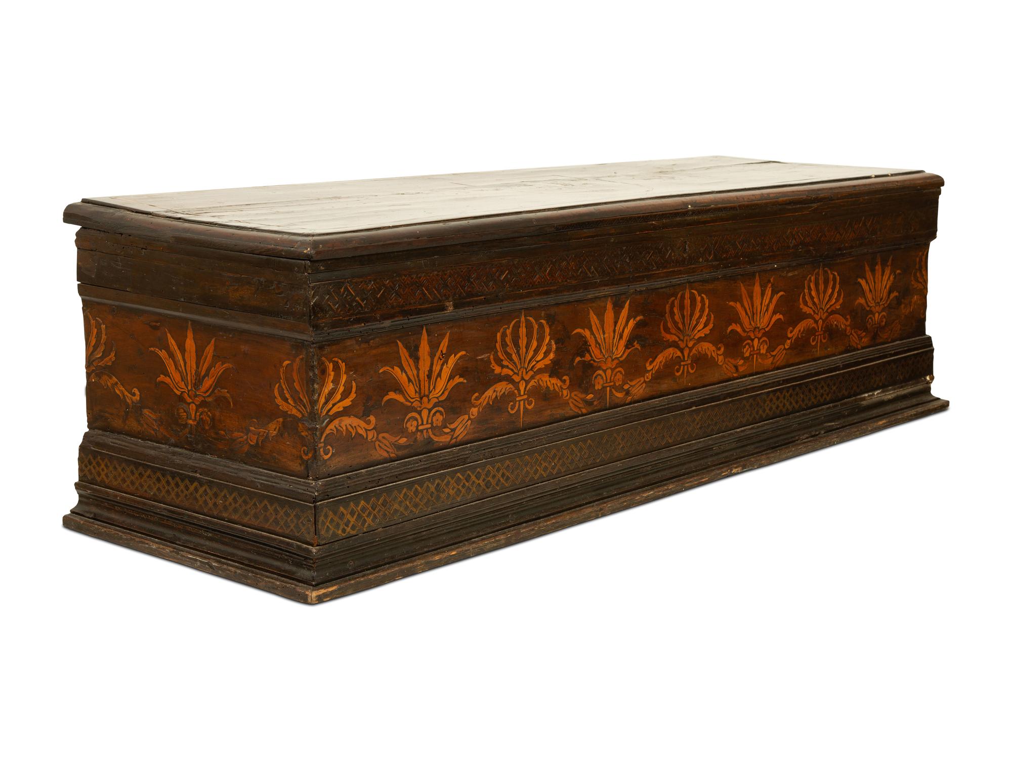 A Continental Marquetry Inlaid Cassone — 16TH CENTURY