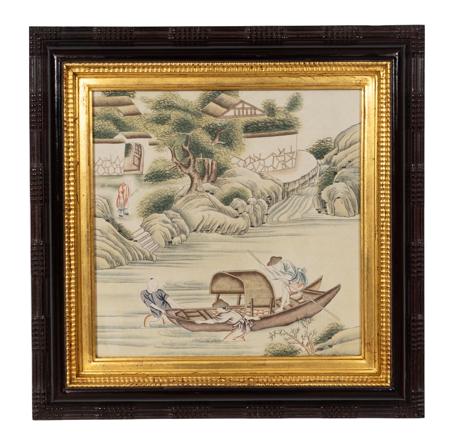 A Set of Four Chinese Export Watercolor Paintings