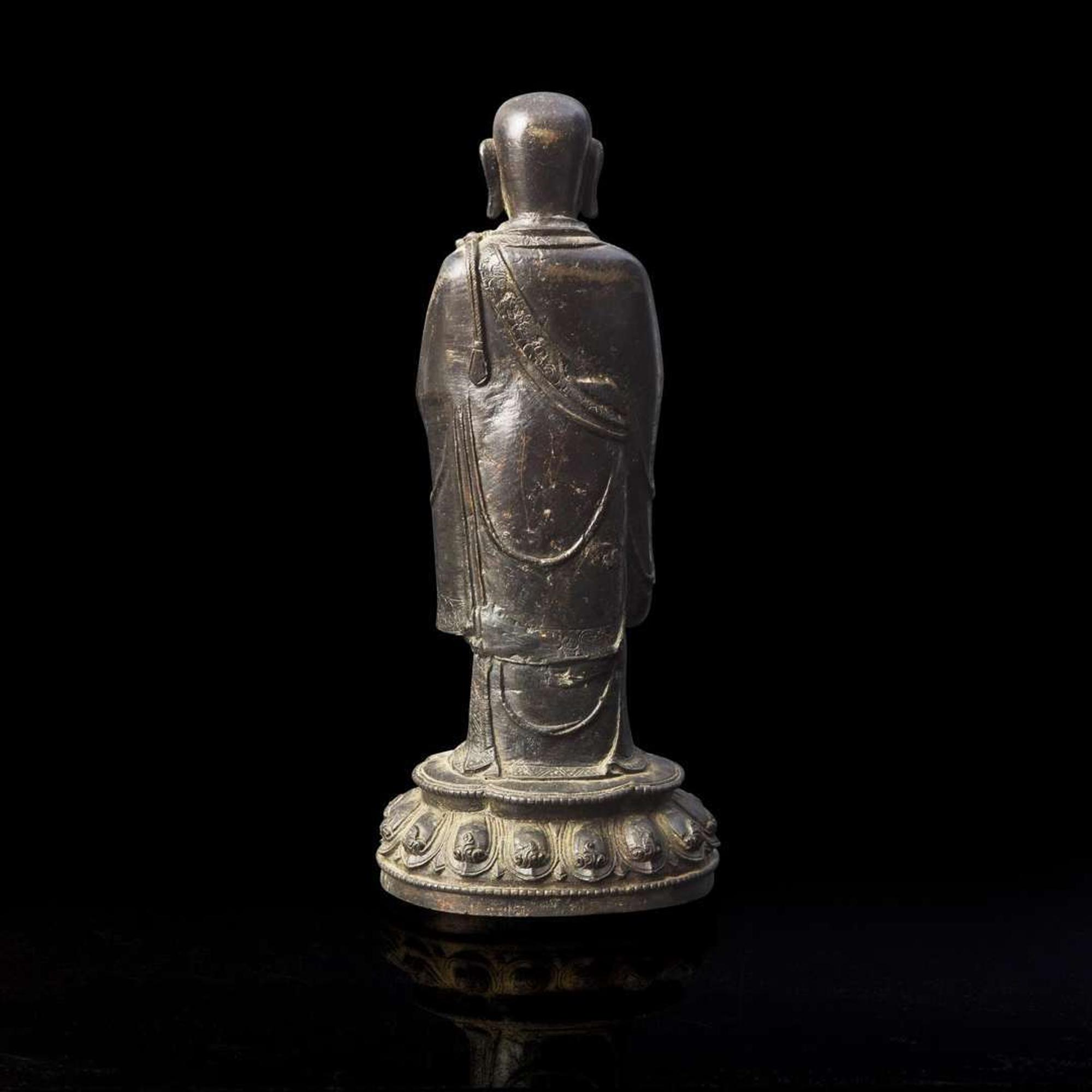 A Chinese bronze figure of a lohan 羅漢銅造像 Ming dynasty ?