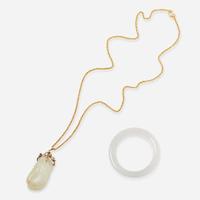 A Jade Bangle Bracelet and Necklace