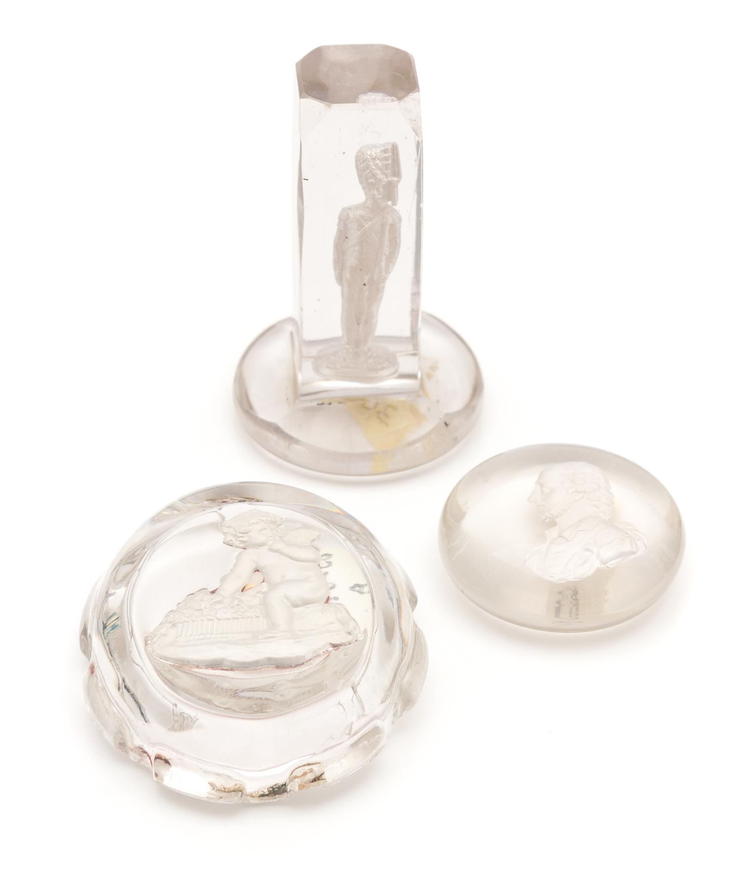 A French Sulphide Portrait Paperweight Diameter of first 2 inches