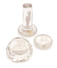 A French Sulphide Portrait Paperweight Diameter of first 2 inches