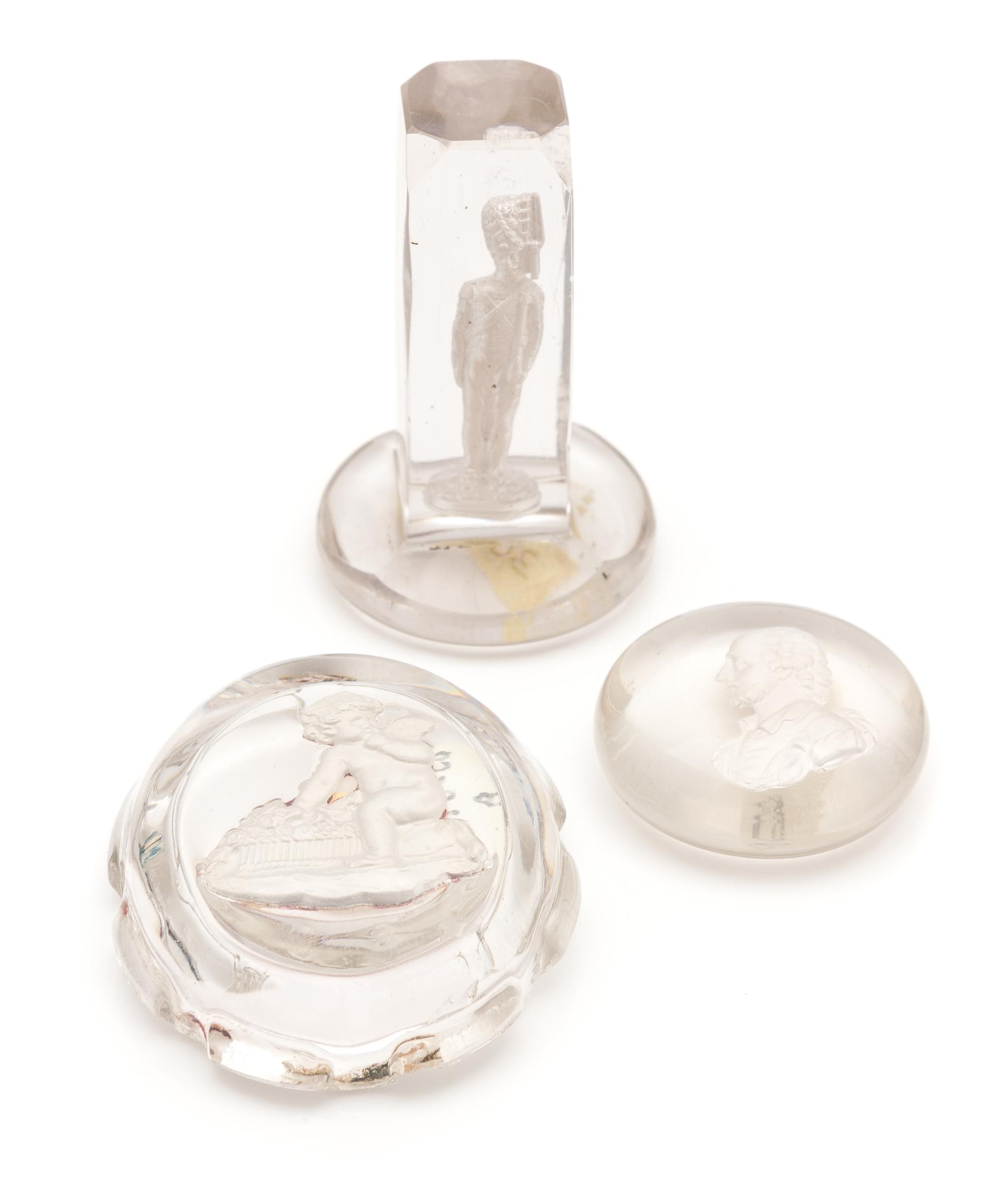 A French Sulphide Portrait Paperweight Diameter of first 2 inches
