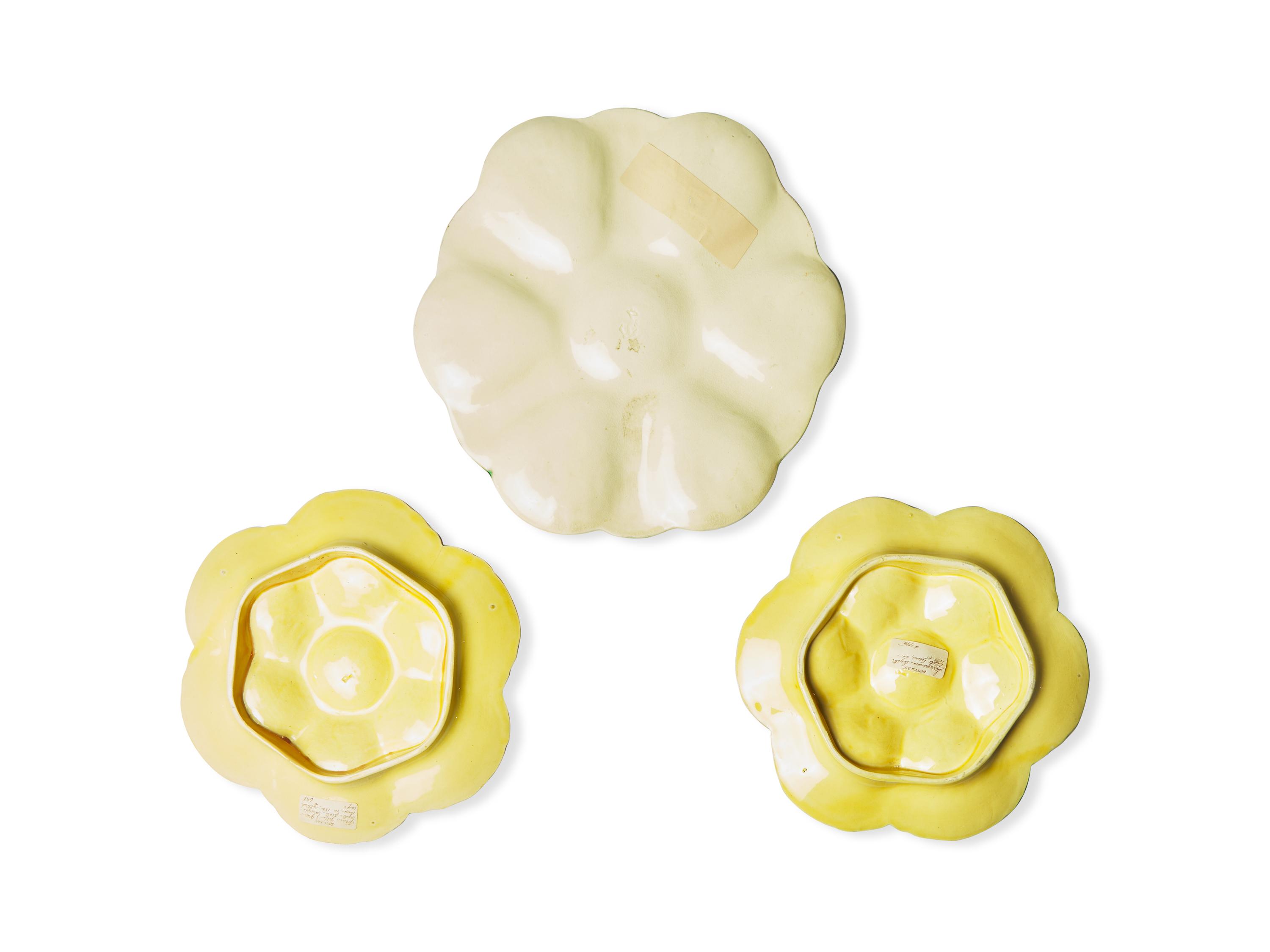 A Group of Three Majolica Oyster Plates