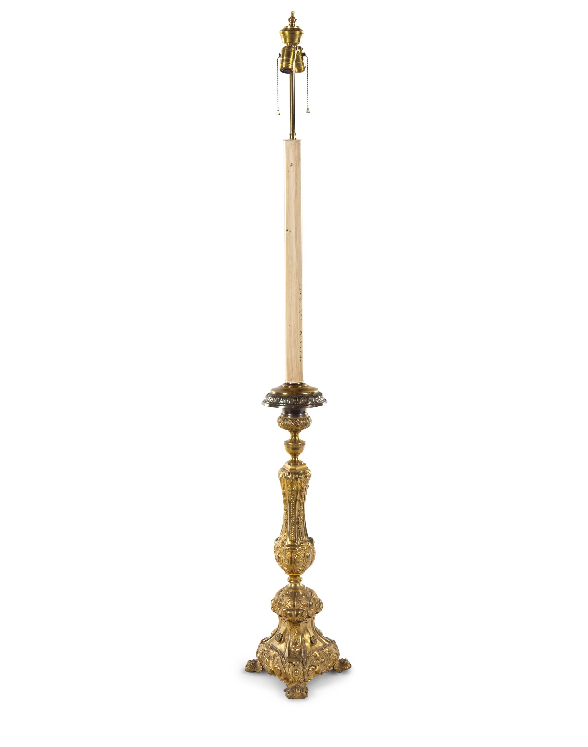 A Neoclassical Gilt Bronze Floor Lamp