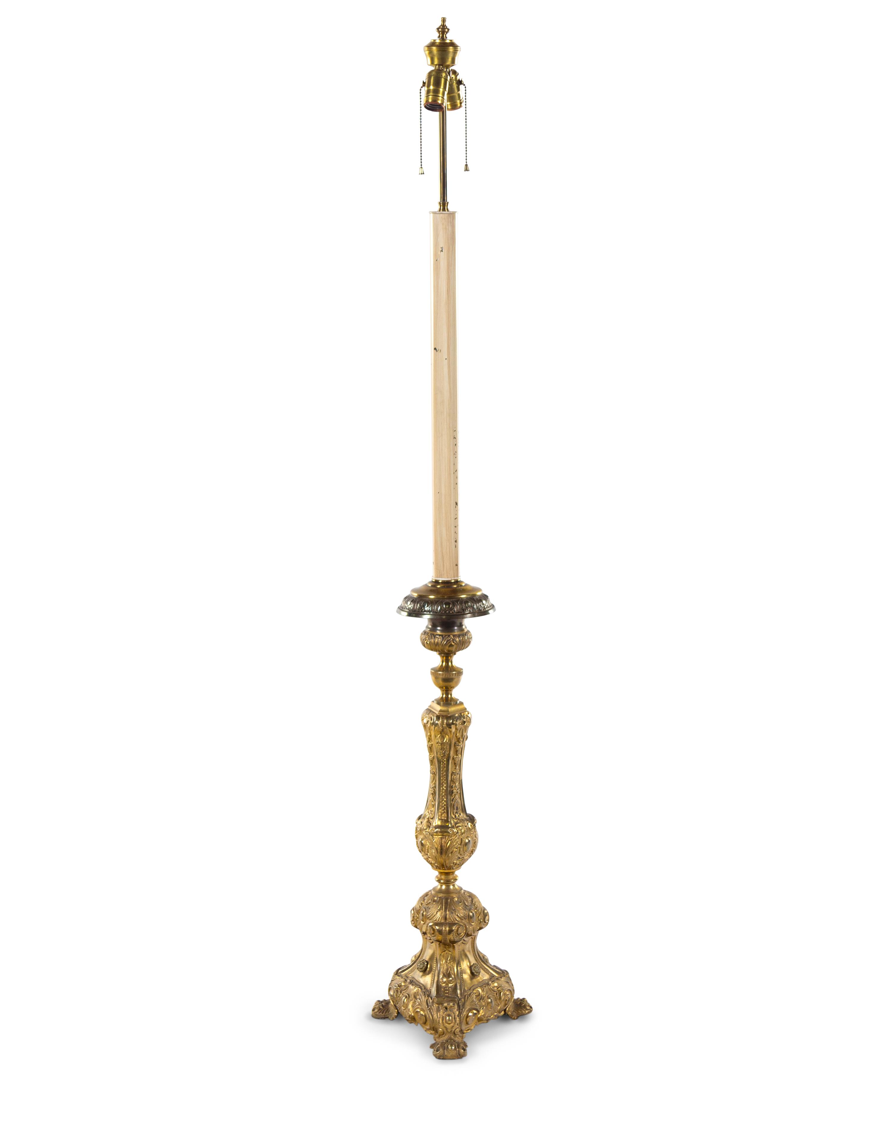 A Neoclassical Gilt Bronze Floor Lamp