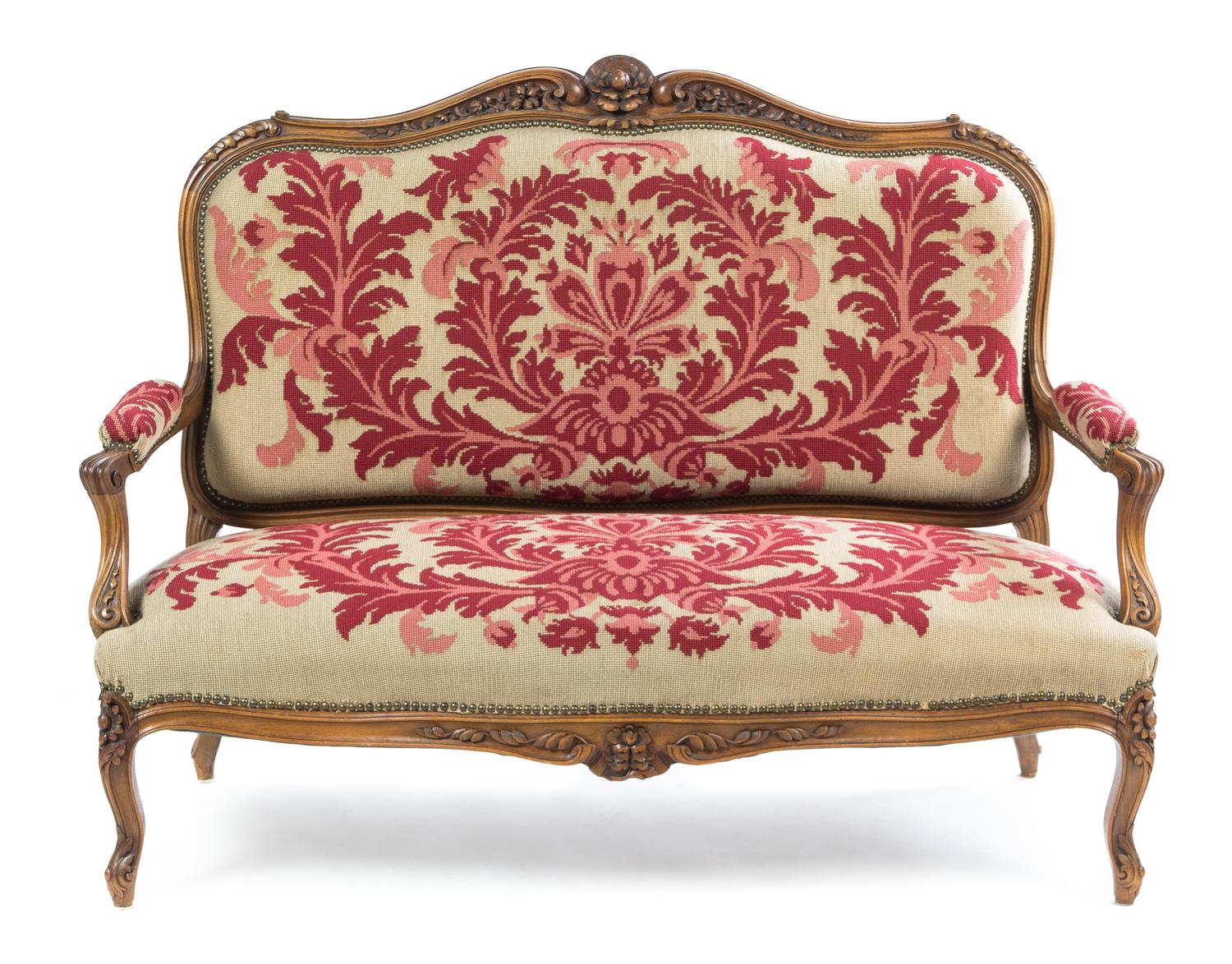 A Louis XV Style Walnut Parlor Suite Width of settee 56 inches. — LATE 19TH CENTURY