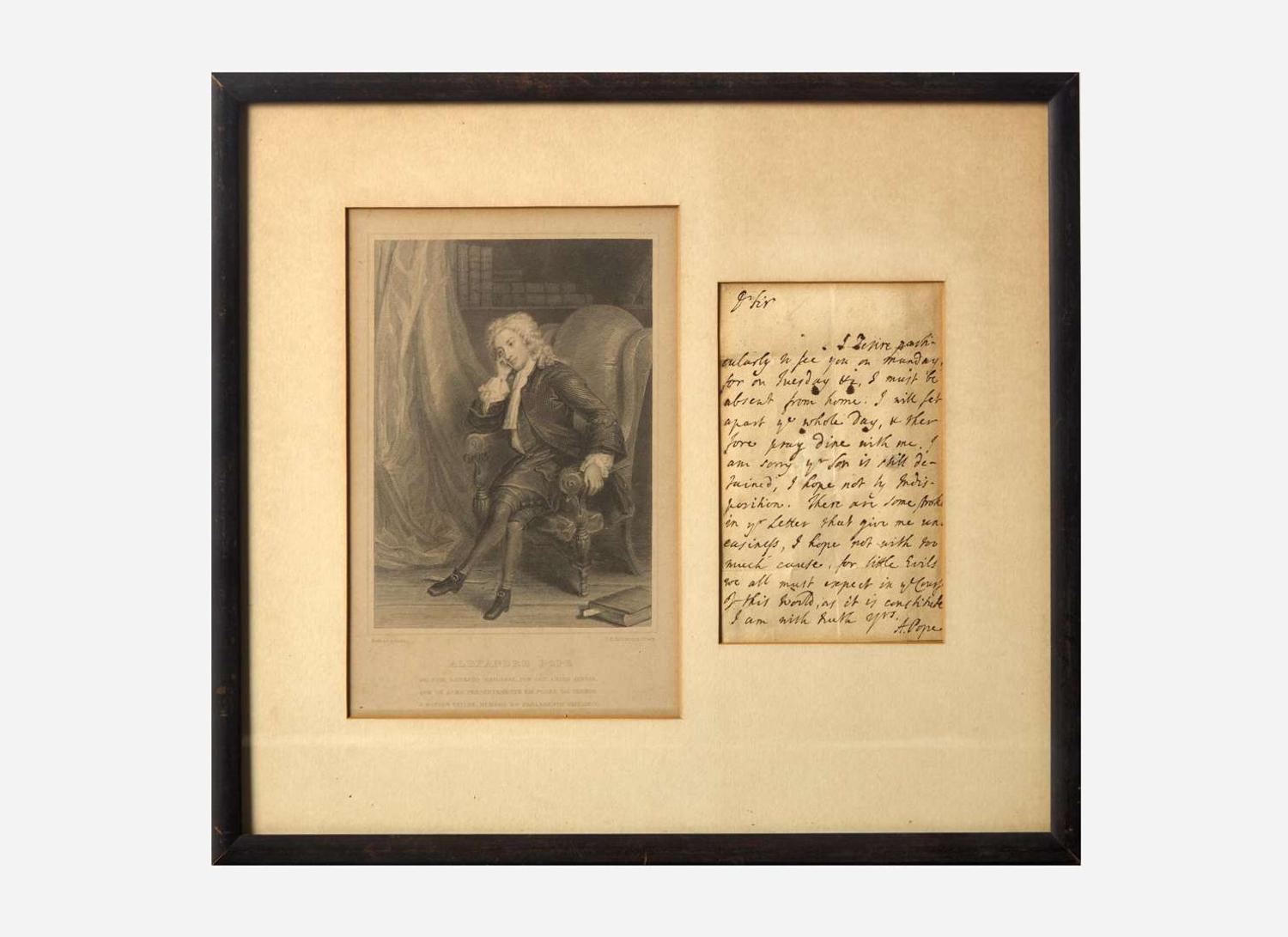 [Literature] Pope, Alexander: Autograph Letter, signed