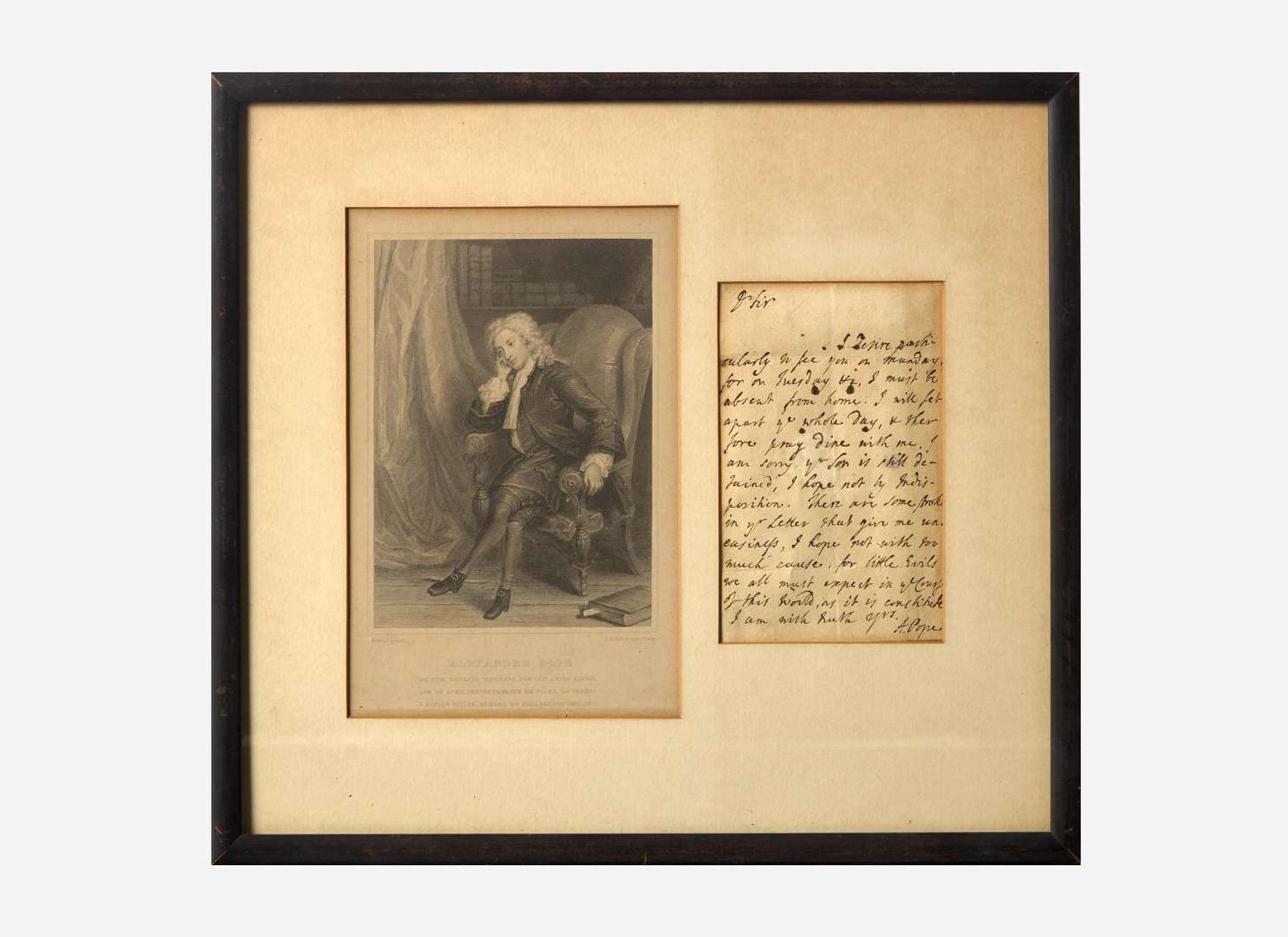 [Literature] Pope, Alexander: Autograph Letter, signed