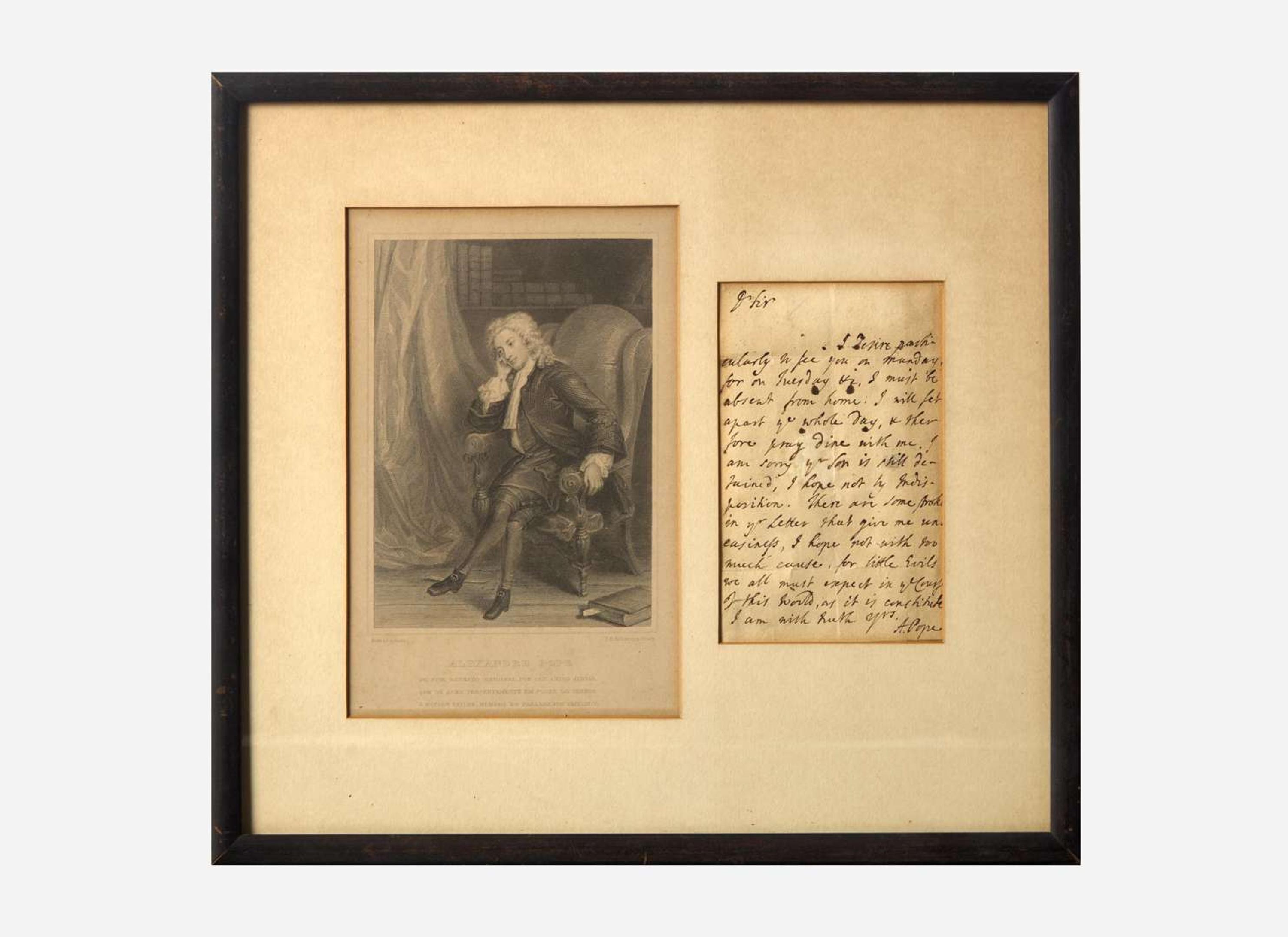 [Literature] Pope, Alexander: Autograph Letter, signed