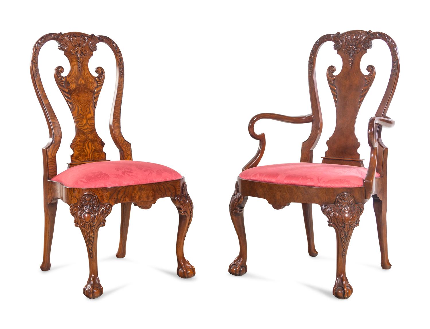 A Set of Twelve Baker George II Style Dining Chairs