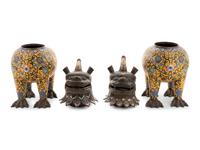 A Pair of Cloisonné Enamel Lions
