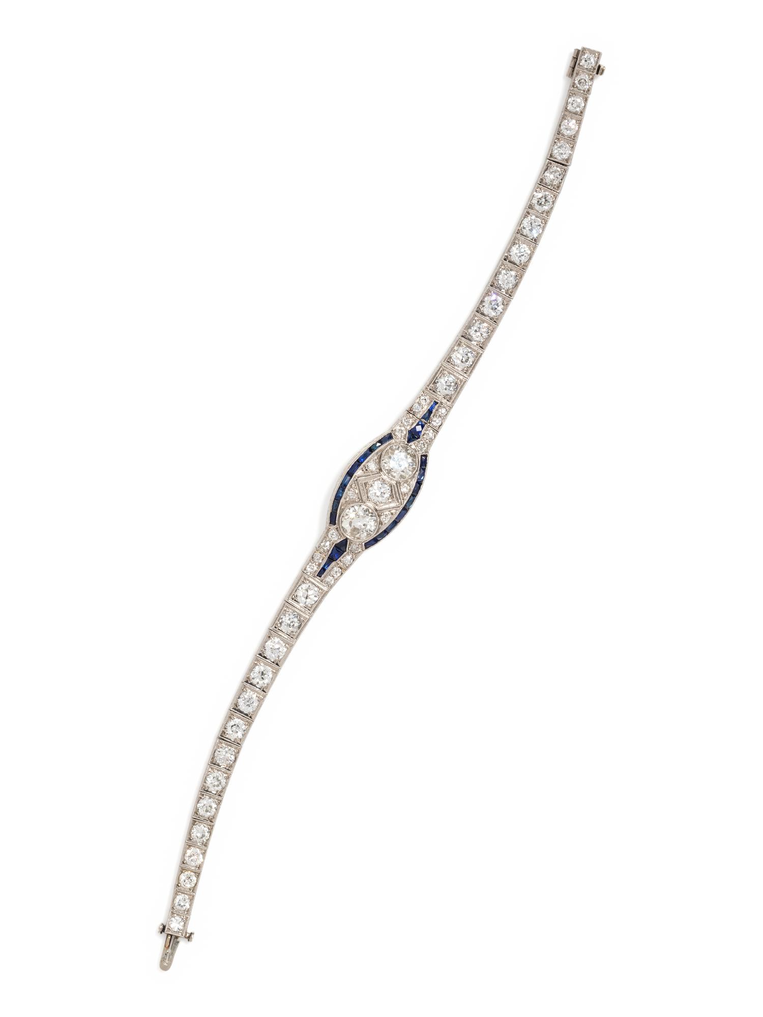 ART DECO, DIAMOND AND SYNTHETIC SAPPHIRE BRACELET