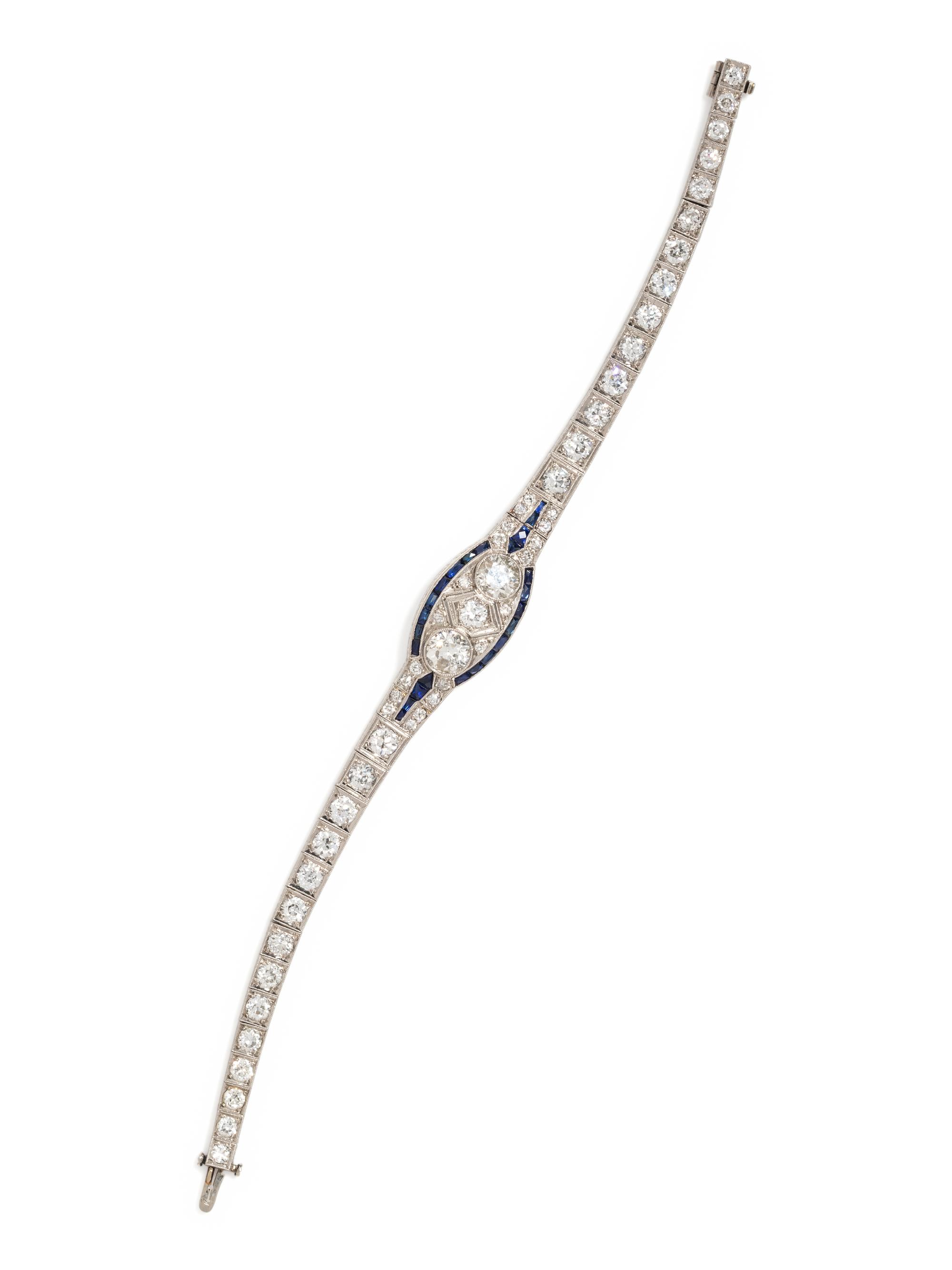 ART DECO, DIAMOND AND SYNTHETIC SAPPHIRE BRACELET