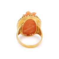 CORAL CAMEO AND YELLOW GOLD RING