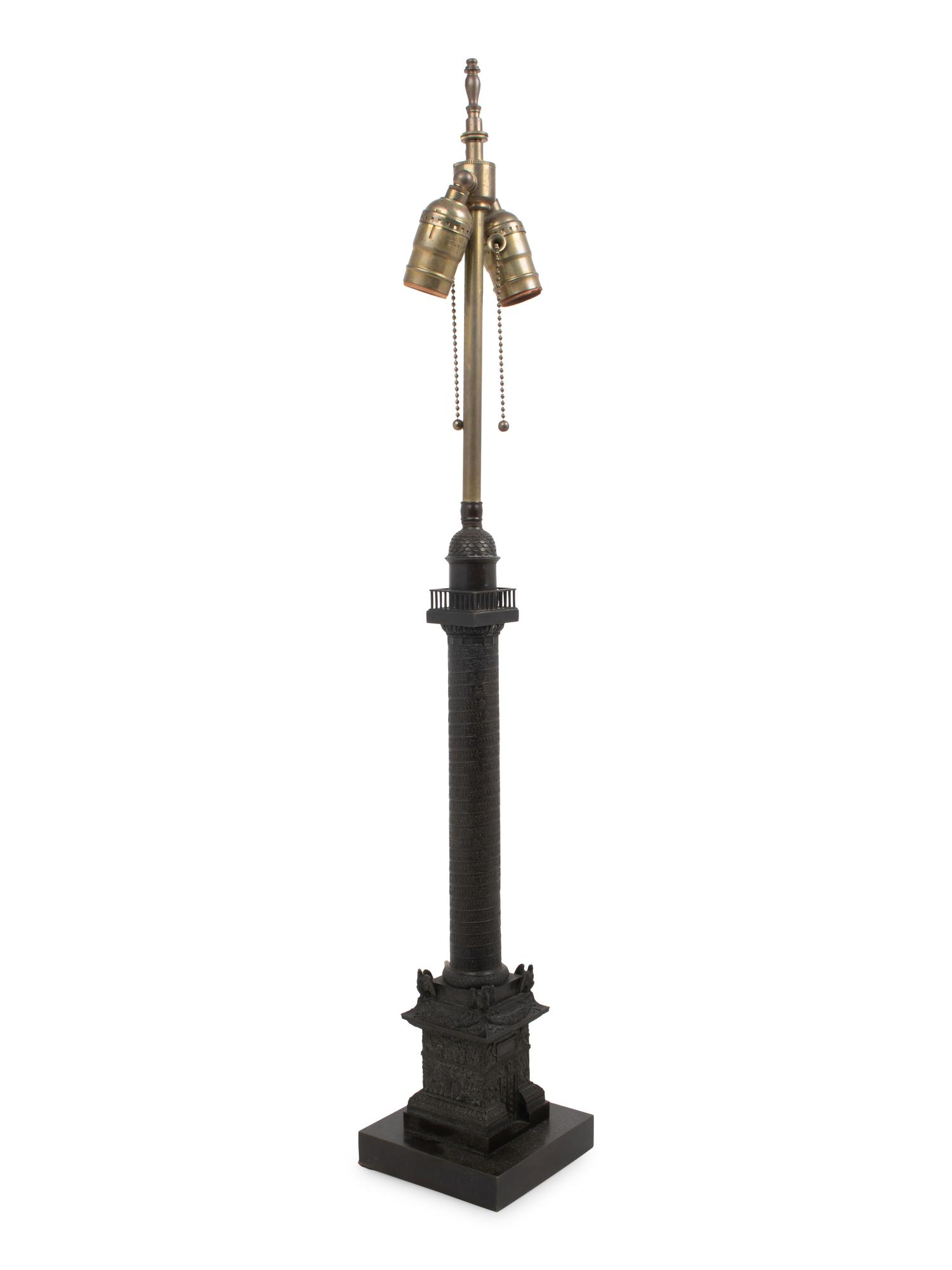 A Grand Tour Bronze Vendome Column Mounted as a Lamp