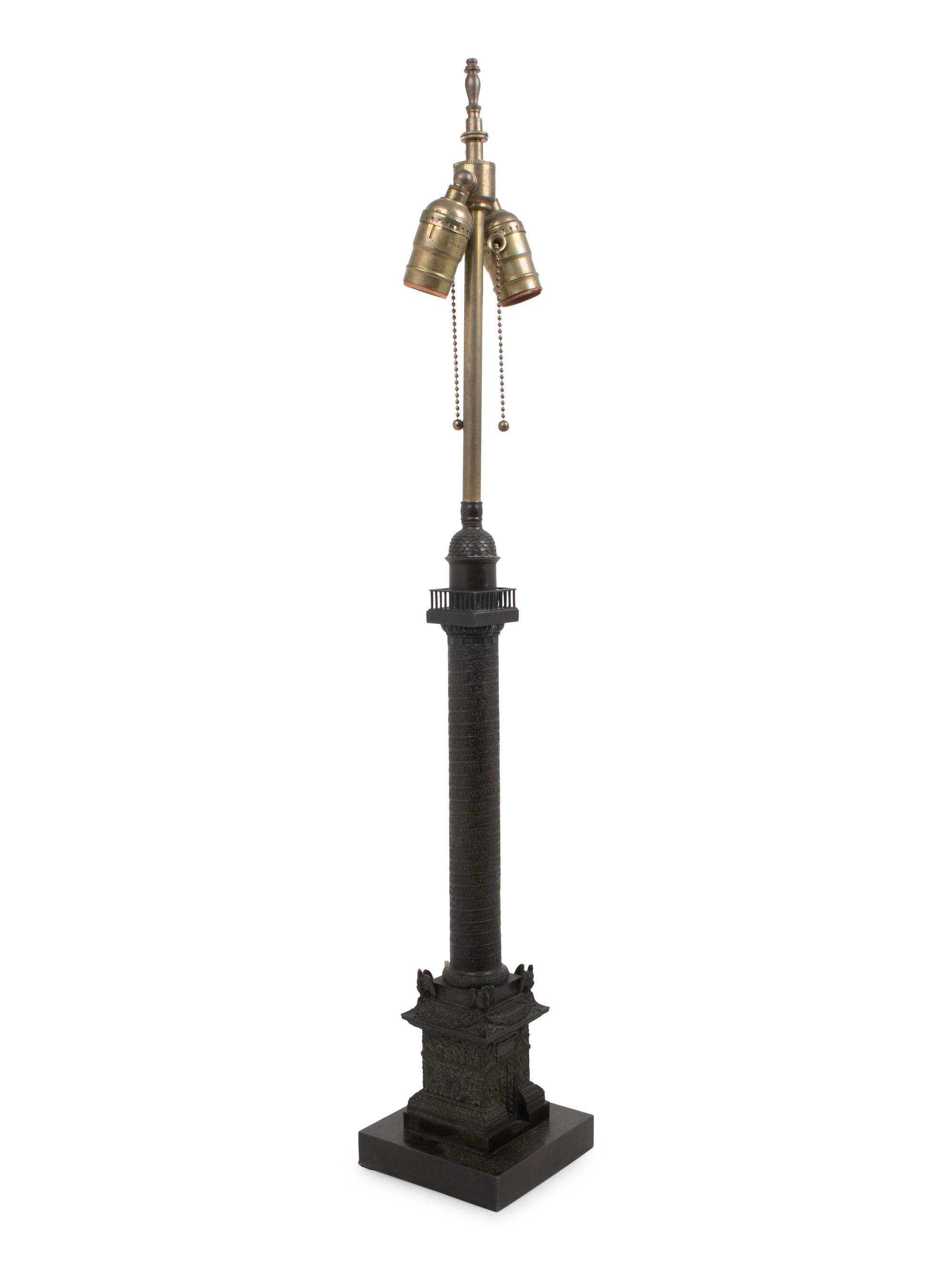 A Grand Tour Bronze Vendome Column Mounted as a Lamp
