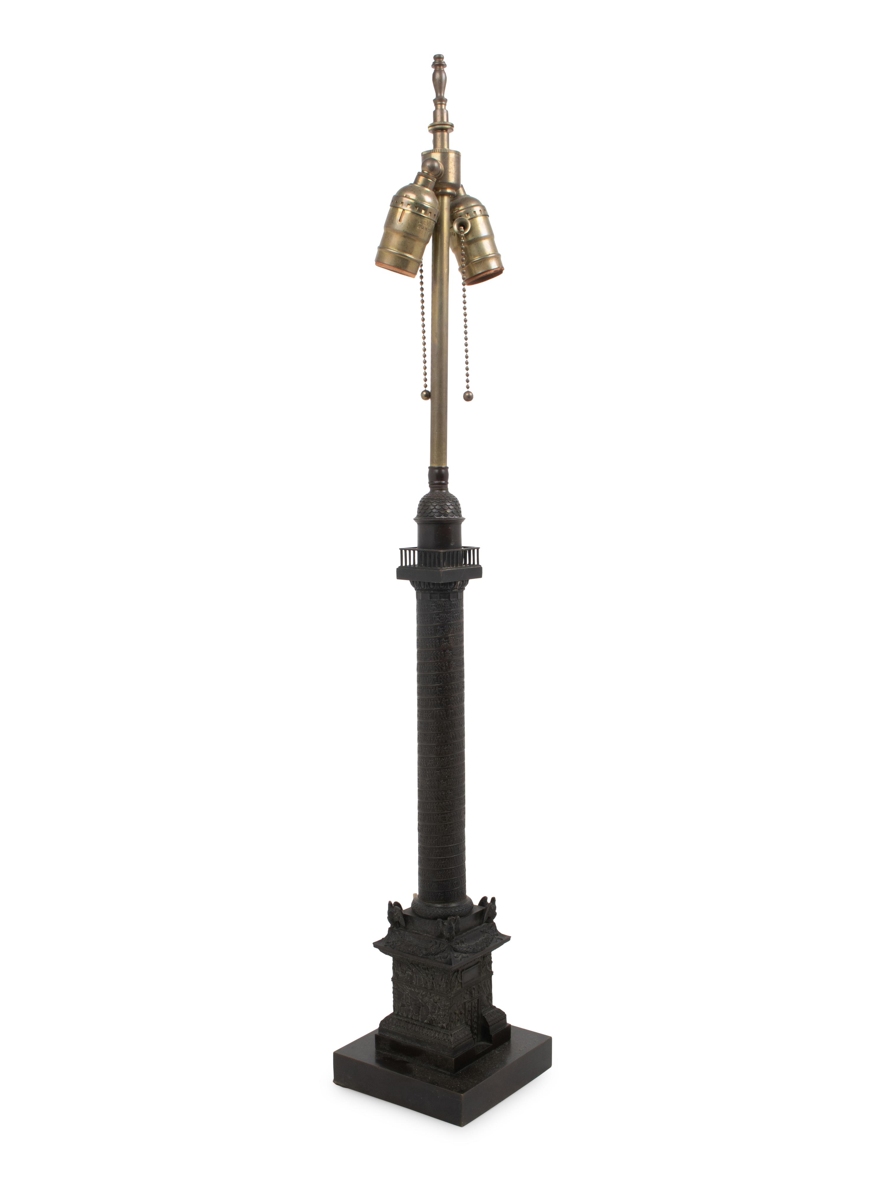 A Grand Tour Bronze Vendome Column Mounted as a Lamp