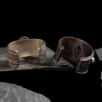 Navajo Wide Silver and Turquoise Cuff Bracelets