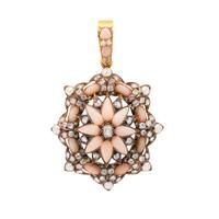 VICTORIAN, CORAL, DIAMOND, SEED PEARL, AND YELLOW GOLD PENDANT