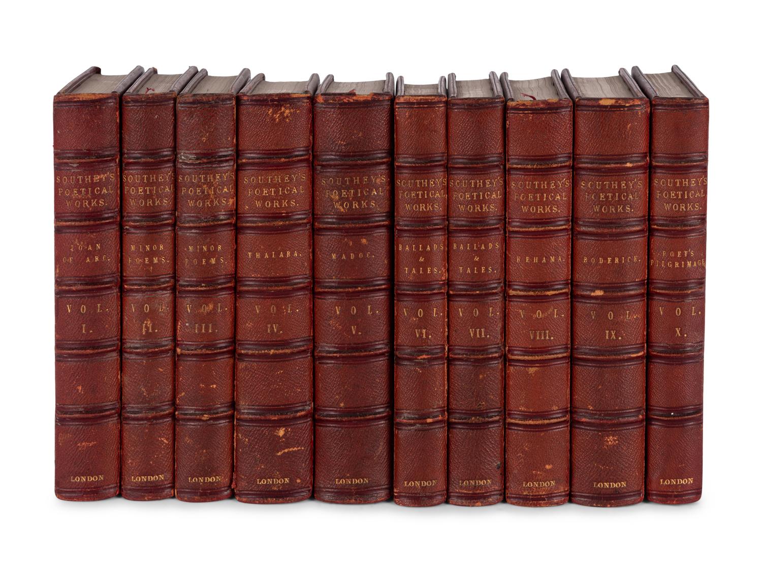 [BINDINGS -- FORE-EDGE PAINTINGS]. SOUTHEY, Robert (1774-1843). Poetical Works . London: Longman, Brown, Green, and Longmans, 1848-1853.