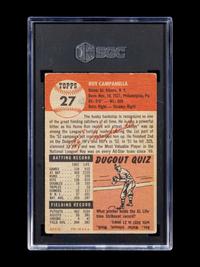 A 1953 Topps Roy Campanella Baseball Card No. 27 (SGC 2 GOOD)