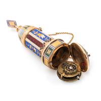 YELLOW GOLD AND ENAMEL MINARET WATCH