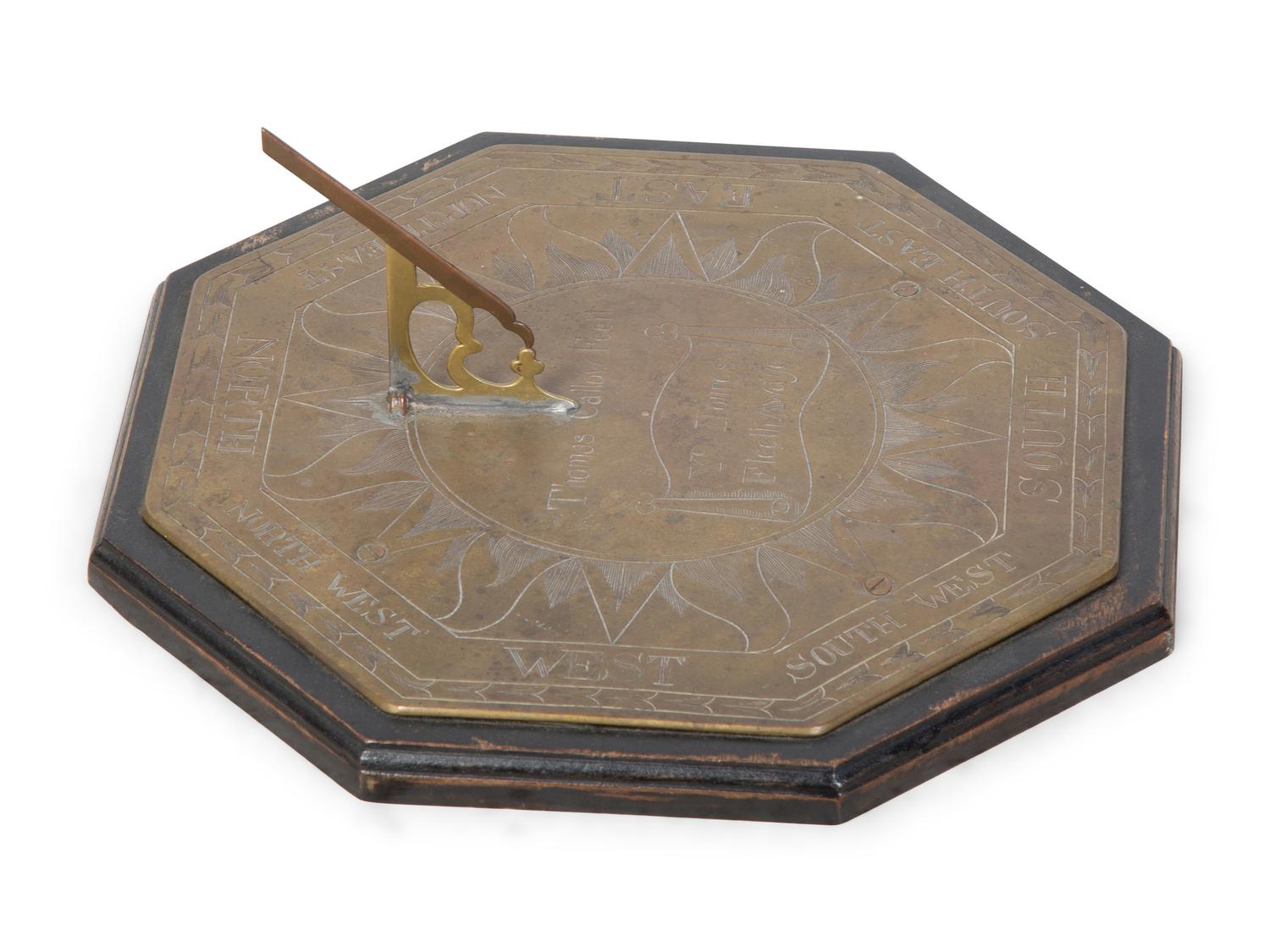 An English Engraved Brass Sundial Signed 'Thomas Callow'