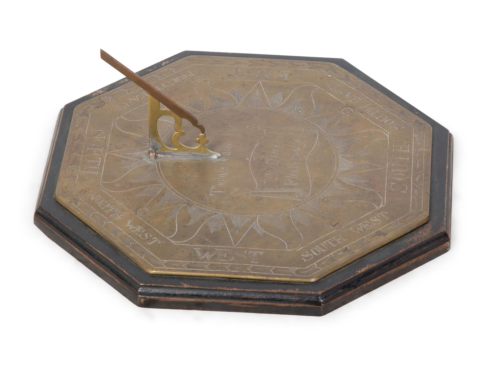 An English Engraved Brass Sundial Signed 'Thomas Callow'
