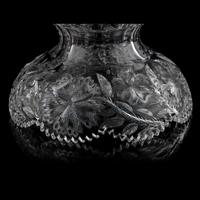 A W. C. Anderson Brilliant-Period Cut Glass Punch Bowl and Stand with Flowers