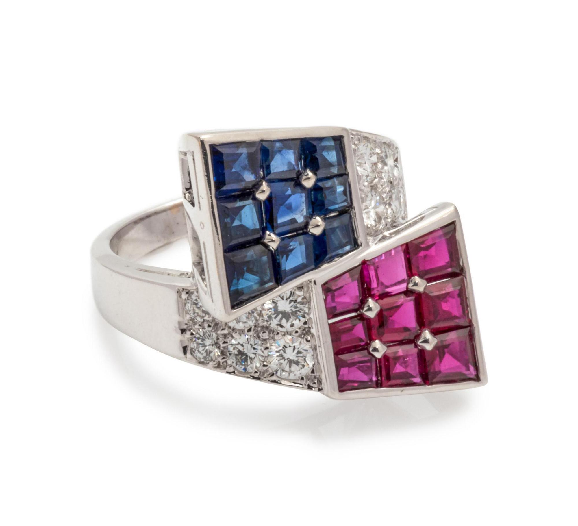 Oscar Heyman & Brothers, Platinum, Ruby and Sapphire Ring