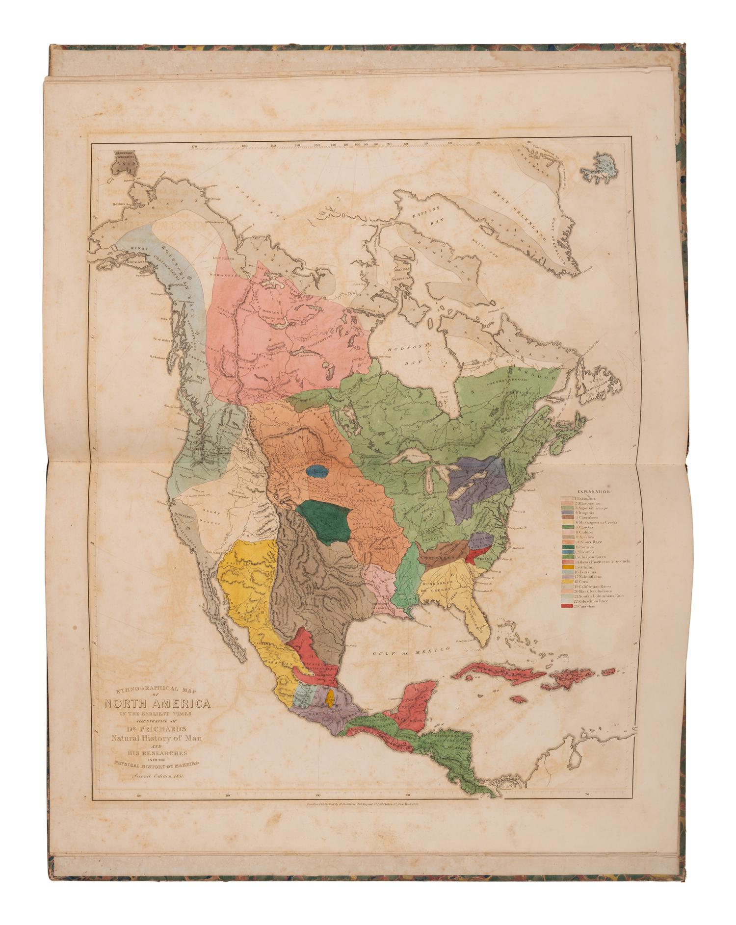 PRICHARD, James Cowles (1786-1848). Six Ethnographic Maps, Illustrative of “The Natural History of Man” and “Researches into the Physical History of Mankind.” [London]: N.p., [ca 1850].
