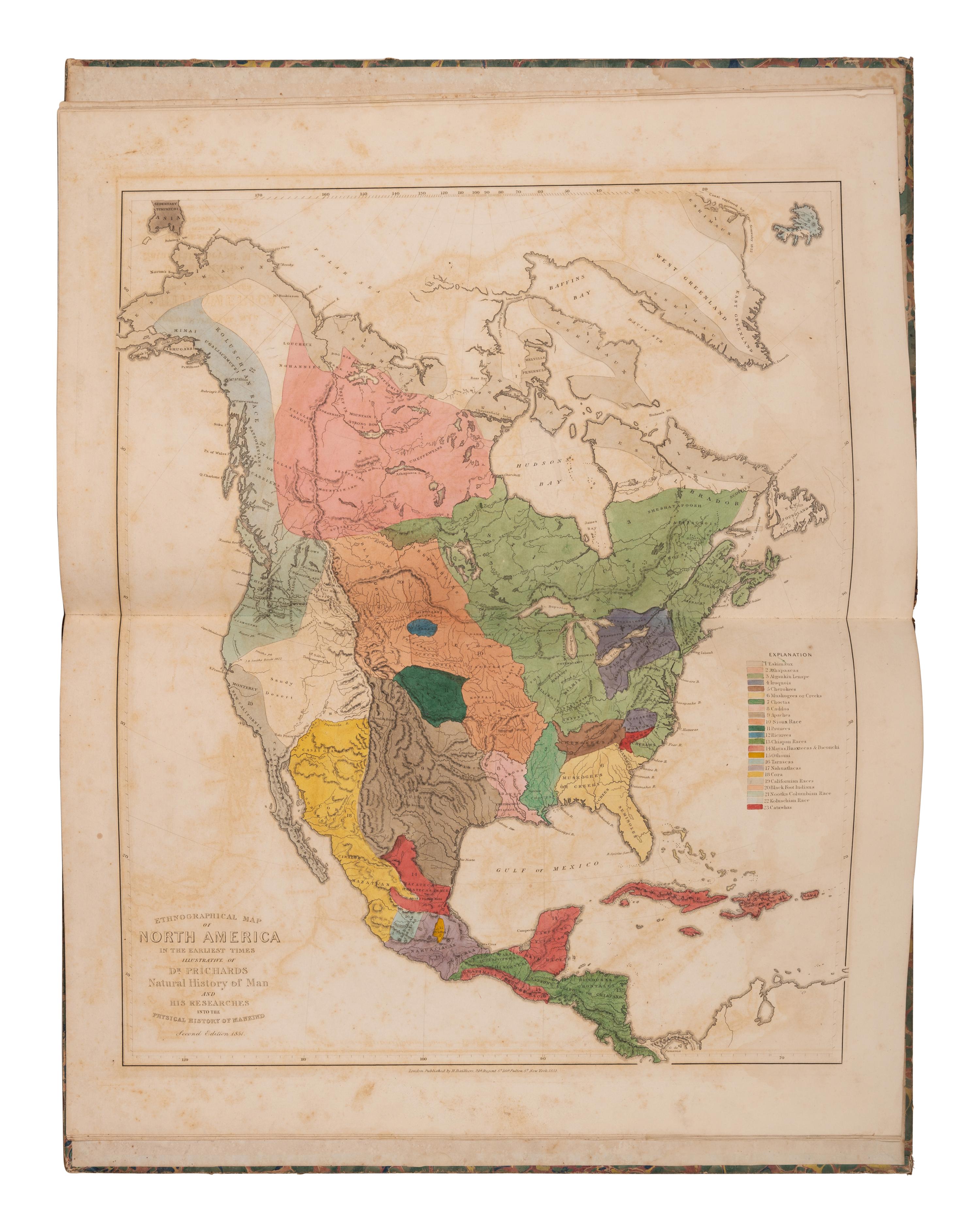 PRICHARD, James Cowles (1786-1848). Six Ethnographic Maps, Illustrative of “The Natural History of Man” and “Researches into the Physical History of Mankind.” [London]: N.p., [ca 1850].