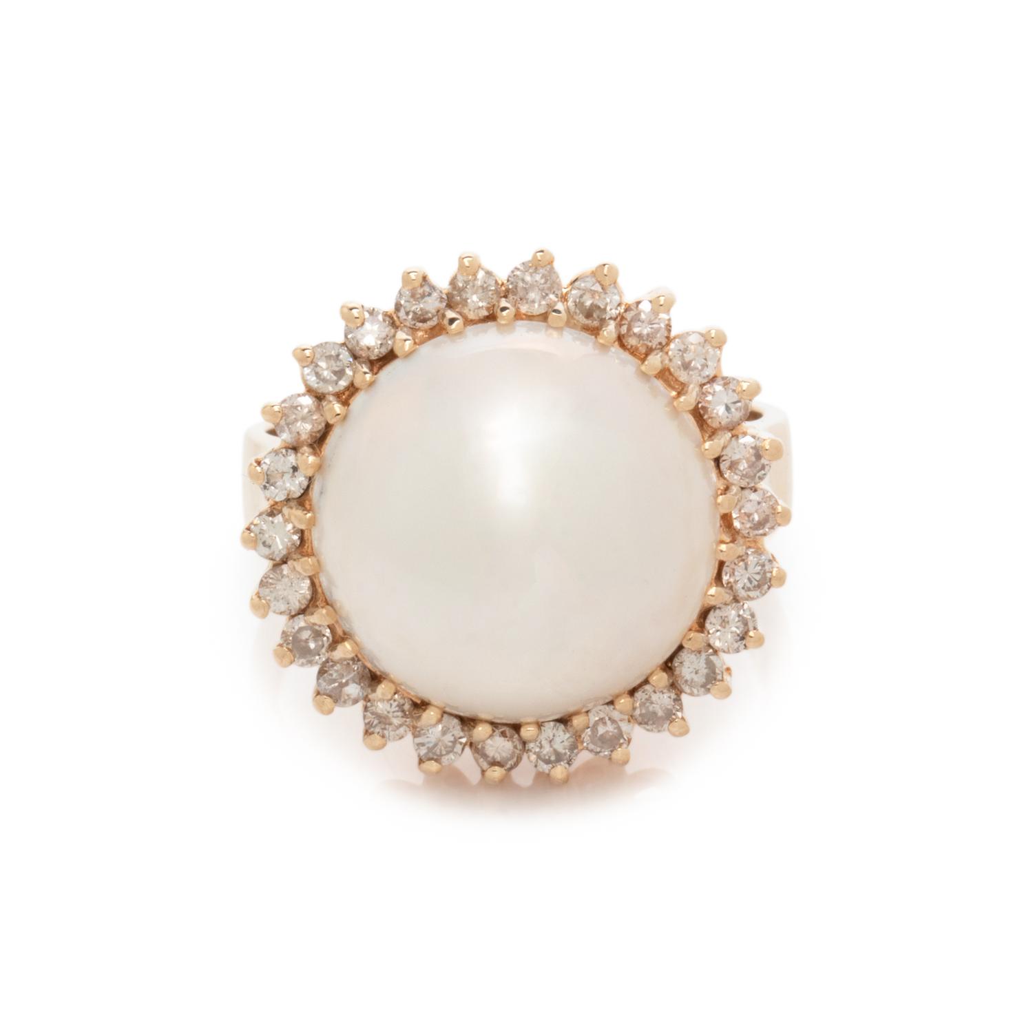 MABÉ PEARL AND DIAMOND RING