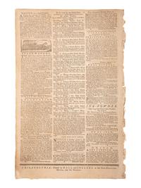 [REVOLUTIONARY WAR - BATTLE OF MORRISANIA]. The Pennsylvania Gazette and Weekly Advertiser. No. 2643. Philadelphia, PA: Hall and Sellers, 7 February 1781.