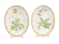 A Pair of Royal Copenhagen Flora Danica Porcelain Oval Vegetable Bowls