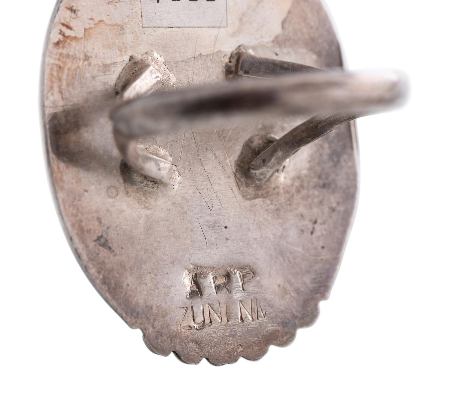 Silver and Mosaic Inlay Rings, with Dancing Mudhead Figures