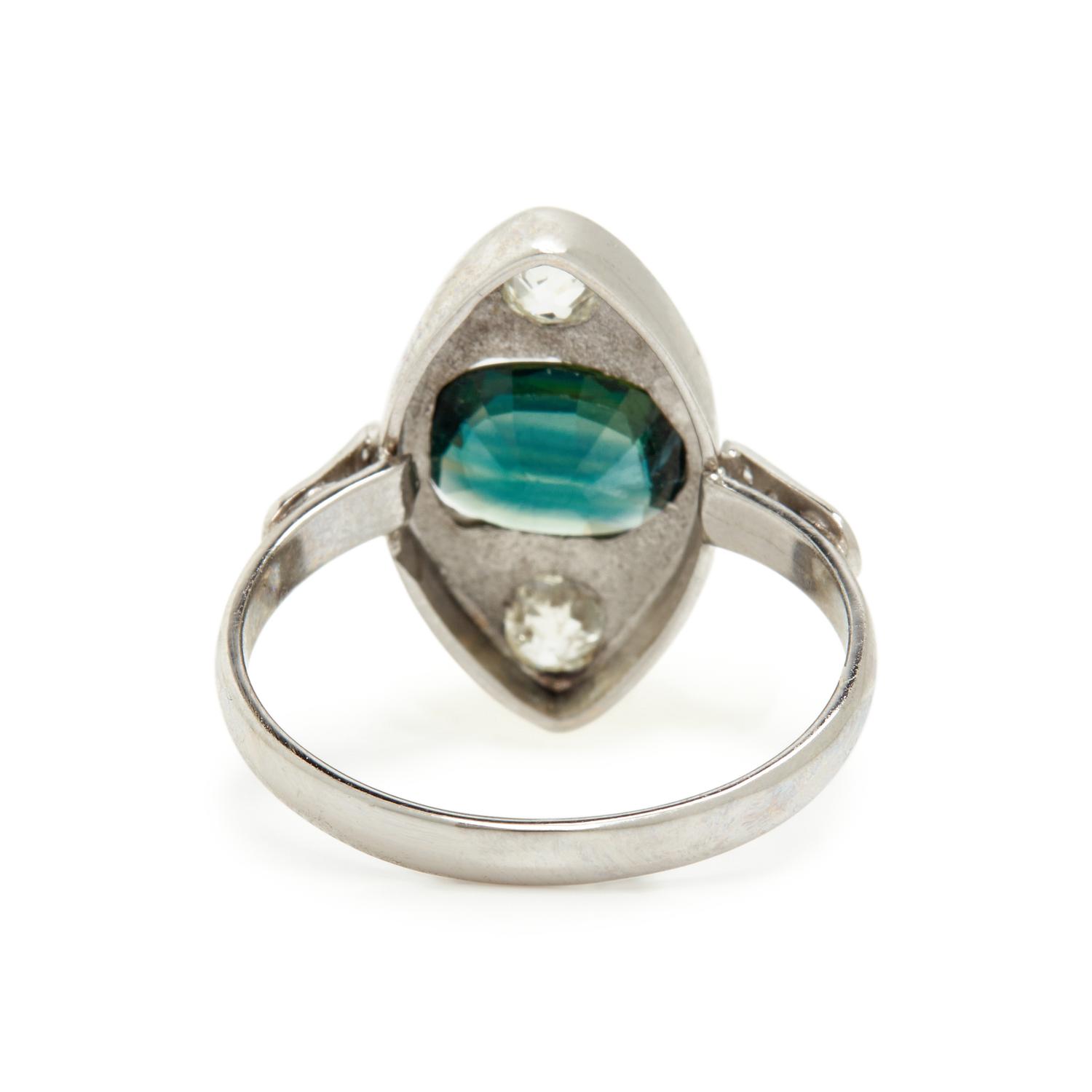 GREEN SAPPHIRE AND DIAMOND RING