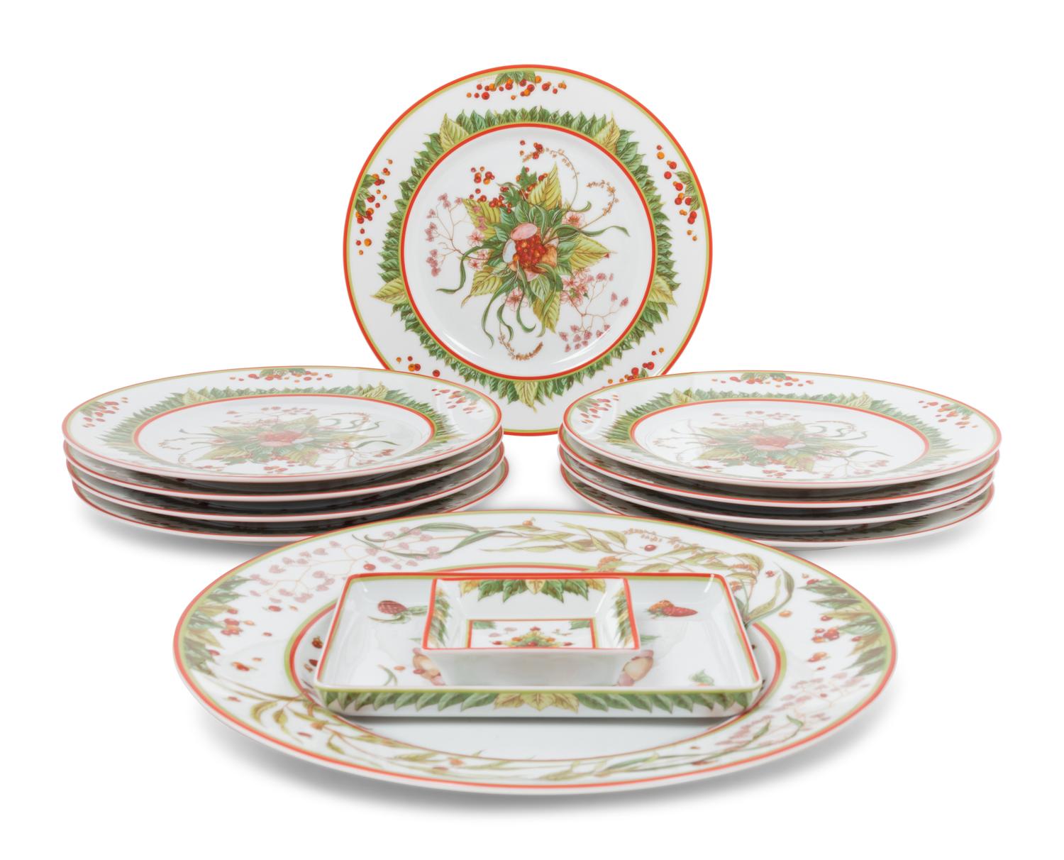 A Group of Hermès Le Jardin de Pythagore Porcelain Dinnerware Articles