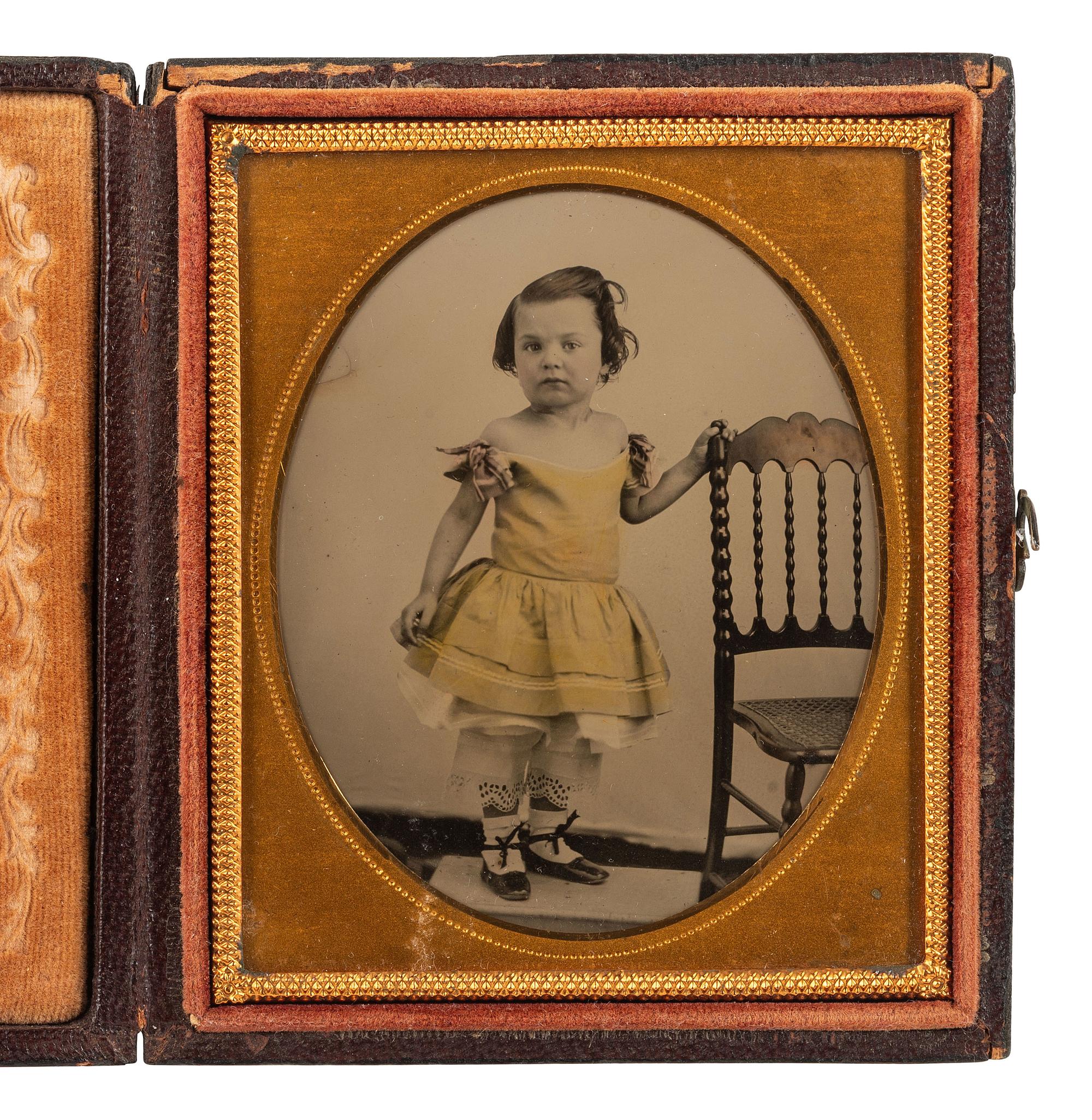 [EARLY PHOTOGRAPHY]. Half plate and sixth plate ambrotypes of young females.