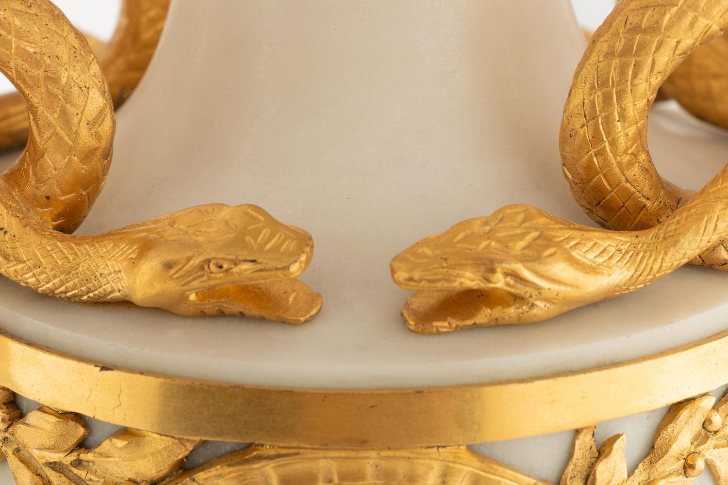 A Pair of Gilt Bronze Mounted Marble Lamps