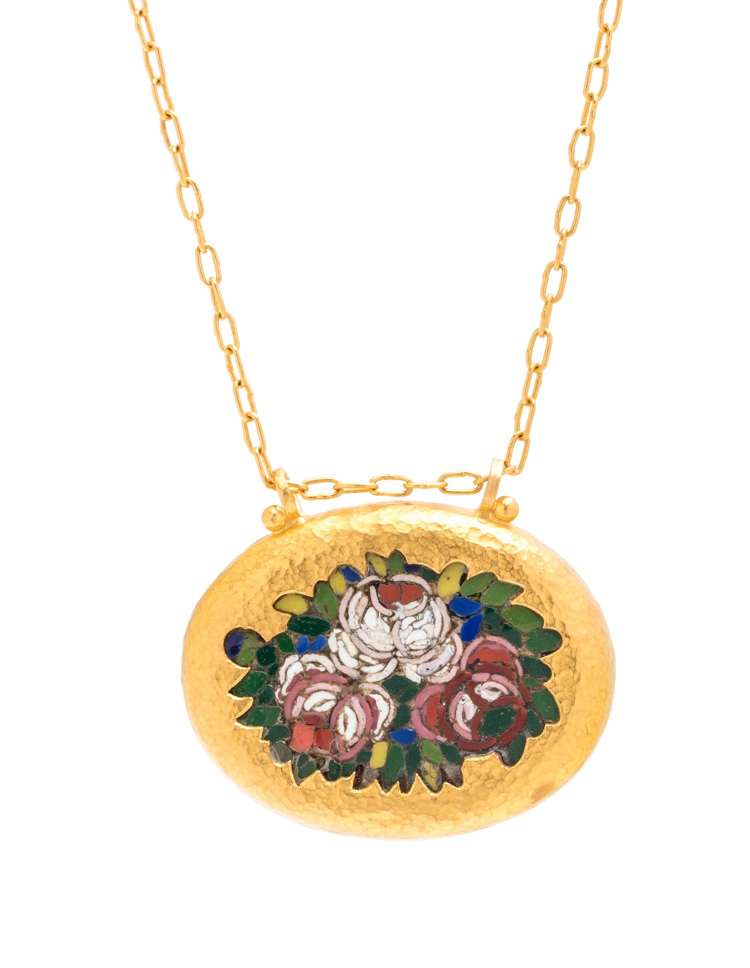GURHAN, HIGH KARAT GOLD AND MICROMOSAIC PENDANT/NECKLACE